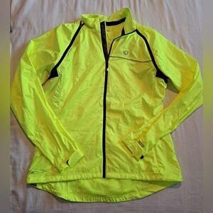 Pearl Izumi Elite Barrier womens size XL convertible jacket vest neon yellow EUC
